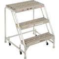 Tri Arc Manufacturing 3 Step Aluminum Rolling Ladder, 24"W Grip Step, W/O Handrails - WLAR003245 WLAR003245